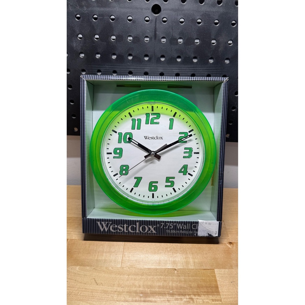 Westclox 7.75 Inch Quartz Wall Clock Neon Lime Green Analog Round Retro Modern